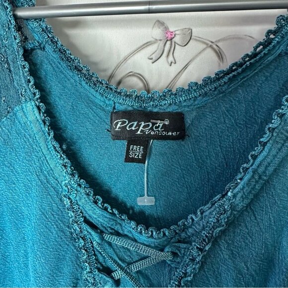 Papa Vancouver dress embroidered paisley corset lace up front flowy hippie - Picture 3 of 5